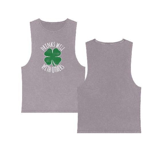 Drin Well With Others St Patrick'S Day Drunk Beer Double Sided Mineral Wash Tank Tops