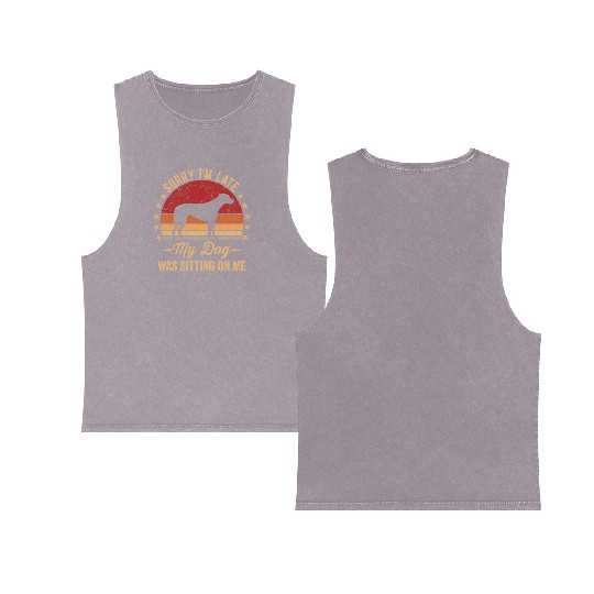 Sorry I'M Late My Dog Was Sitting On Me Rhodesian Double Sided Mineral Wash Tank Tops