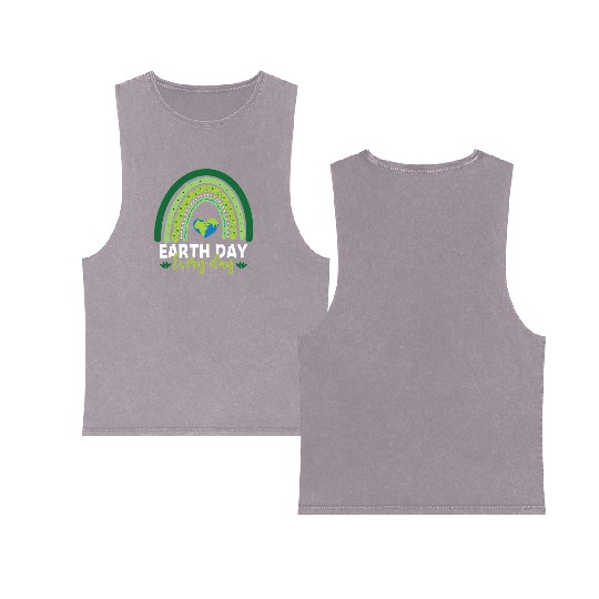 Earth Day Teacher Earth Day Everyday Rainbow Double Sided Mineral Wash Tank Tops