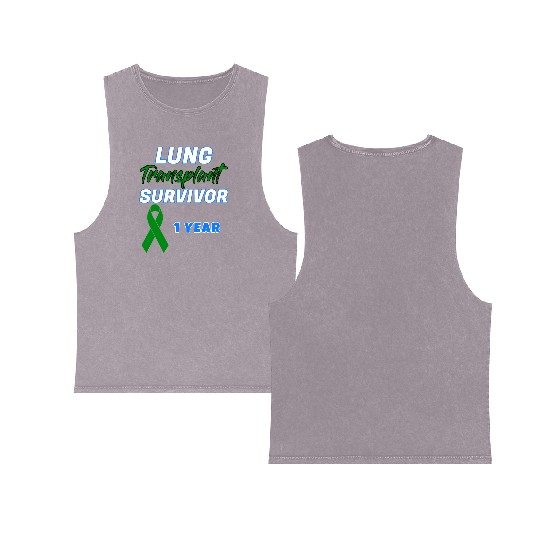 Lung Transplant First Anniversary One Year Double Sided Mineral Wash Tank Tops