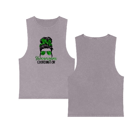 Shenanigans Coordinator Messy Bun St Patric Day Double Sided Mineral Wash Tank Tops
