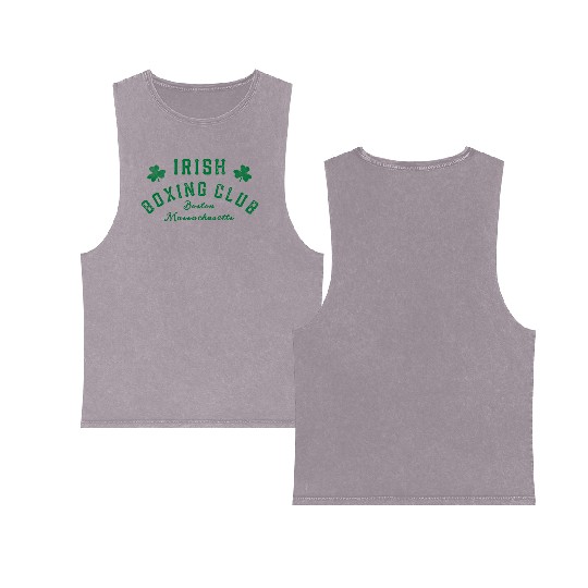 Irish Bong Club Boston Massachusetts Shamrock Double Sided Mineral Wash Tank Tops