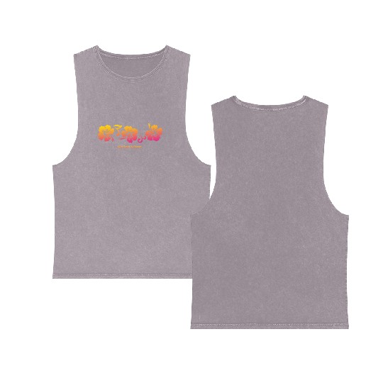 Saint Kitts Hibiscus Souvenir Vacation Double Sided Mineral Wash Tank Tops