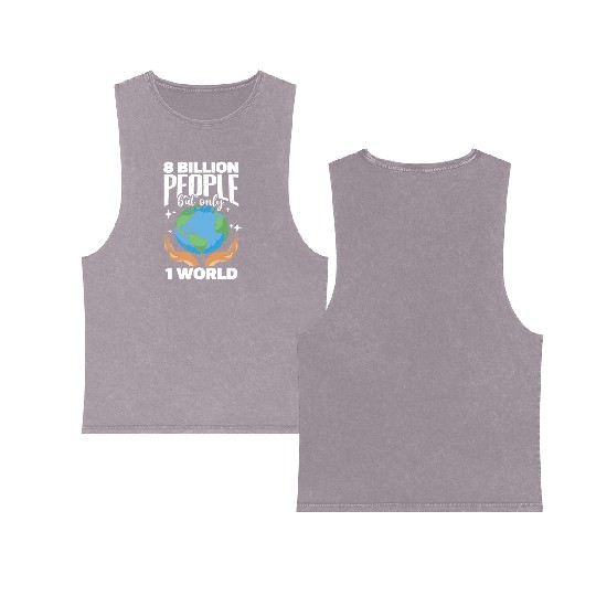 8 Billion People But Only 1 World Earth Diversity Double Sided Mineral Wash Tank Tops
