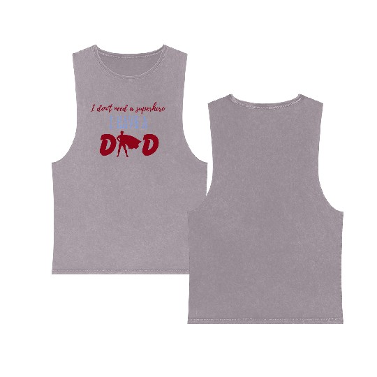 Superhero Dad ,Father's Day , Fathers Day Gift Double Sided Mineral Wash Tank Tops