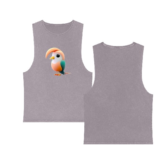 Cute Bird of Paradise 3D Render Double Sided Mineral Wash Tank Tops