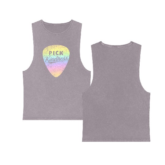 Pastel Rainbow Guitar Pick Pun Anti-Bullying Pick Double Sided Mineral Wash Tank Tops