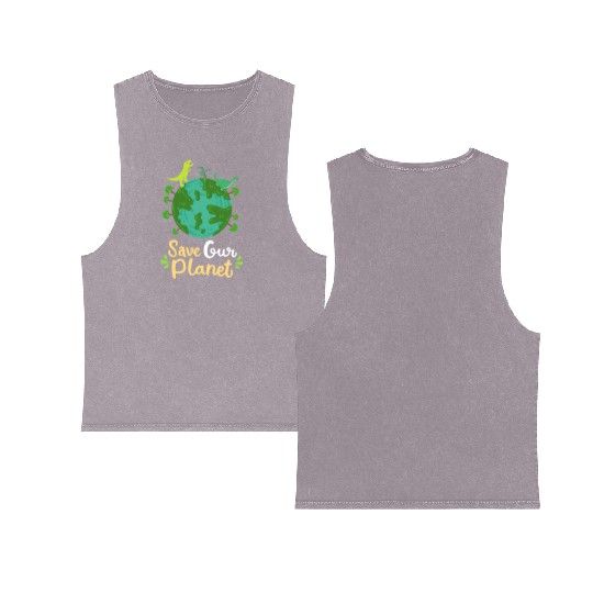 Earth Day Planet Save Our Planet Environmentalist Double Sided Mineral Wash Tank Tops