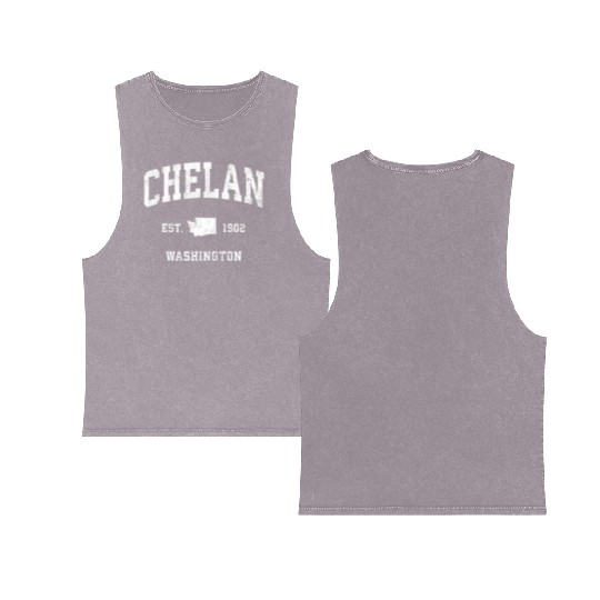 Chelan Washington Wa Vintage Athletic Double Sided Mineral Wash Tank Tops