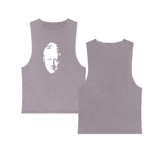 Bill Clinton White On Black Pop Art Double Sided Mineral Wash Tank Tops