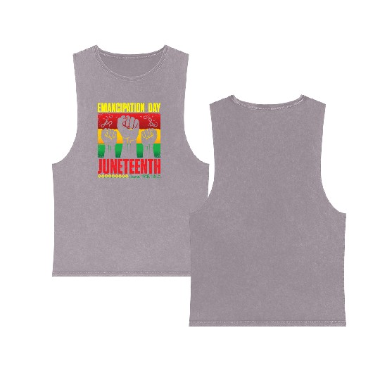 Ecipation Day 1865 African American Juneteenth Fla Double Sided Mineral Wash Tank Tops