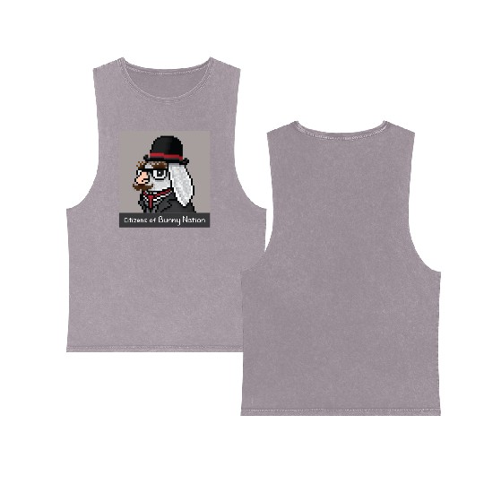 Citizens of Bunny Nation NFT #93 Artwork Double Sided Mineral Wash Tank Tops