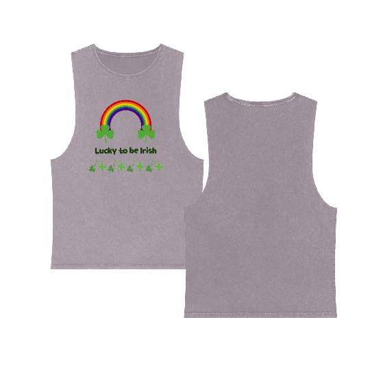 Lucky to be Irish green Double Sided Mineral Wash Tank Tops