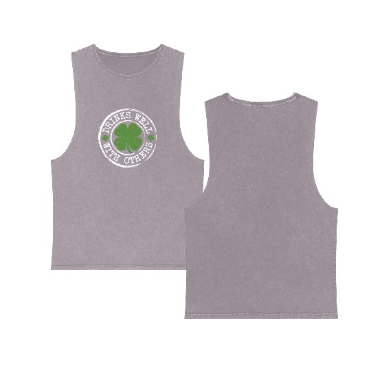 Drin Well With Others Shamrock Irish Beer St Double Sided Mineral Wash Tank Tops