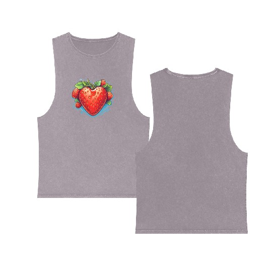 Strawberry Feeling Berry Good Fruitarian Fruit Double Sided Mineral Wash Tank Tops