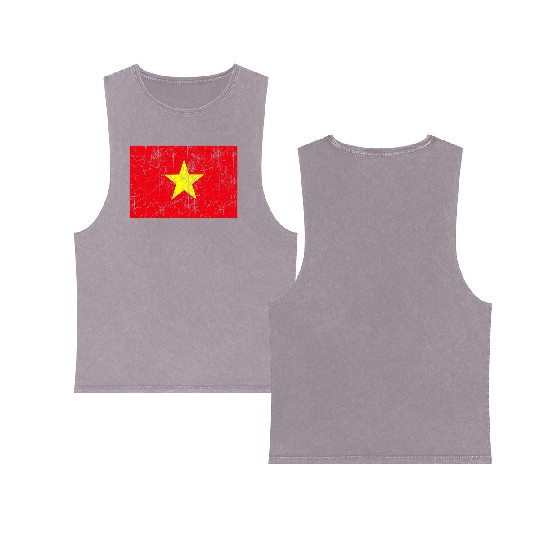 Vietnamese Flag Vietnam Patriotic Pride Double Sided Mineral Wash Tank Tops
