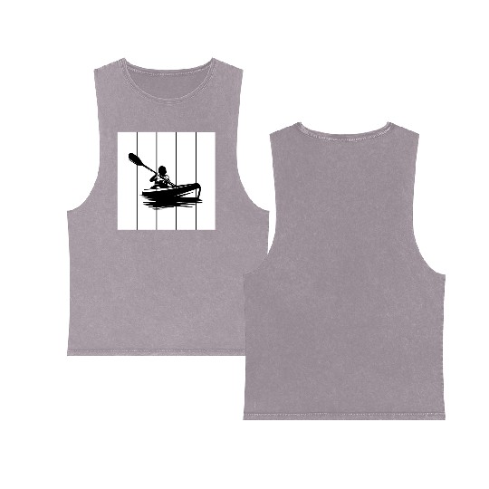 Man in a kayak boat rafting down a river Double Sided Mineral Wash Tank Tops