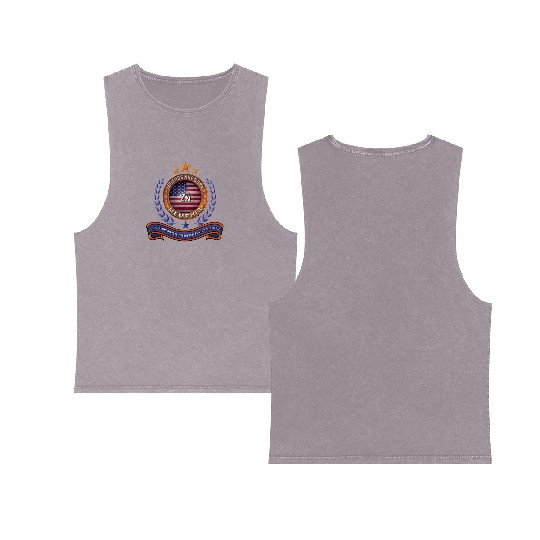 Legends of Memphis Tennessee Retro USA Flag Double Sided Mineral Wash Tank Tops
