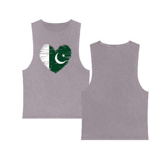 Pakistan Flag Pakistan Sport Flag Pakistan Double Sided Mineral Wash Tank Tops