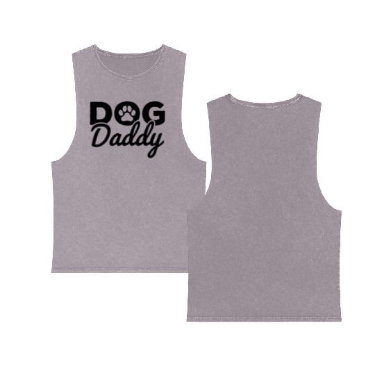 Dog Daddy S Dog Paw Proud Dog Owner Daddy Double Sided Mineral Wash Tank Tops
