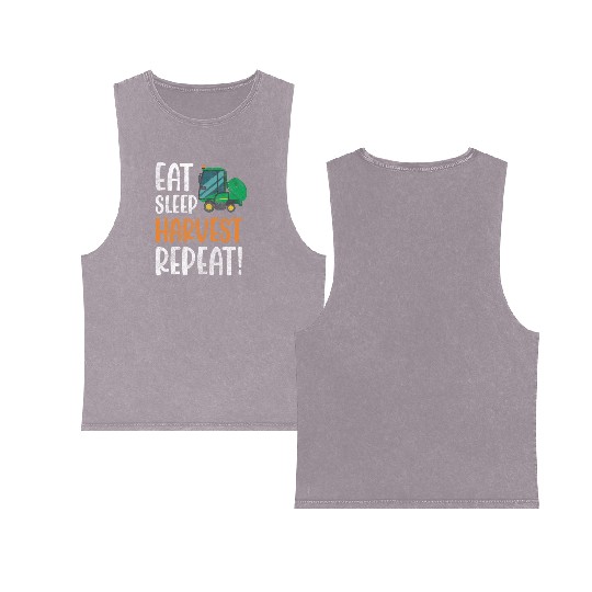 Farmer Field Worker Harvest Time Vegetable Double Sided Mineral Wash Tank Tops