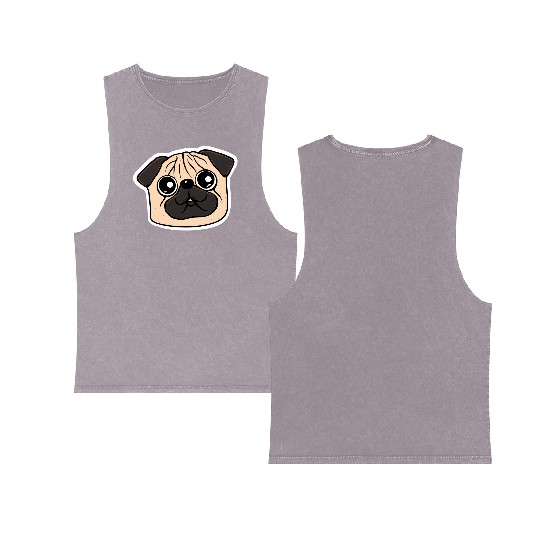Cutest Pug Vintage Dog Lover Puppy Retro Double Sided Mineral Wash Tank Tops