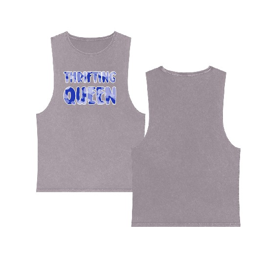 Thrifting Queen blue camo Double Sided Mineral Wash Tank Tops