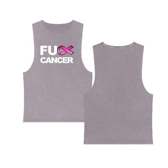 Fuck Cancer For Breast Cancer Awareness Double Sided Mineral Wash Tank Tops