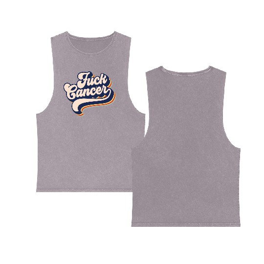 Fuck Cancer Cancer Survivor Retro Fuck Cancer Double Sided Mineral Wash Tank Tops
