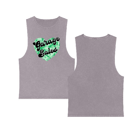 Garage Sales green camo heart Double Sided Mineral Wash Tank Tops