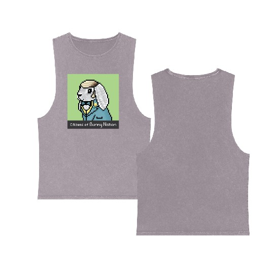 Citizens of Bunny Nation NFT #11 Artwork Double Sided Mineral Wash Tank Tops