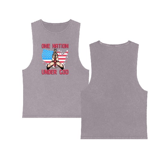 One Nation under God Double Sided Mineral Wash Tank Tops