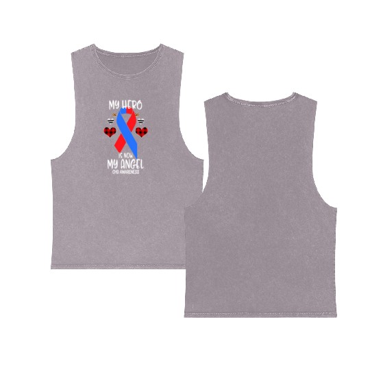 Chd Awareness Remembrance Hero Is Now My Angel Double Sided Mineral Wash Tank Tops