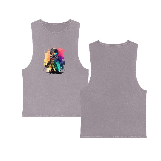 Retro Robot Cute Robotic Engineer Technology Double Sided Mineral Wash Tank Tops