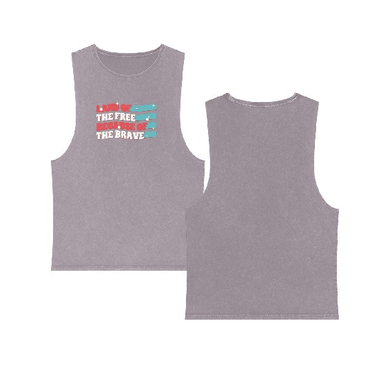 Land Of The Free Because Of The Brave Double Sided Mineral Wash Tank Tops