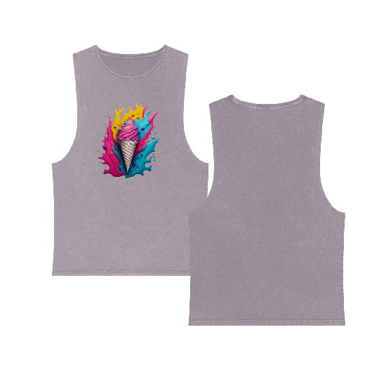 Neon Ice Cream Splash Double Sided Mineral Wash Tank Tops