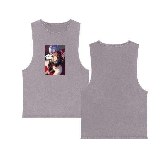 Cyberpunk Waifu Influencer Design 4 Double Sided Mineral Wash Tank Tops