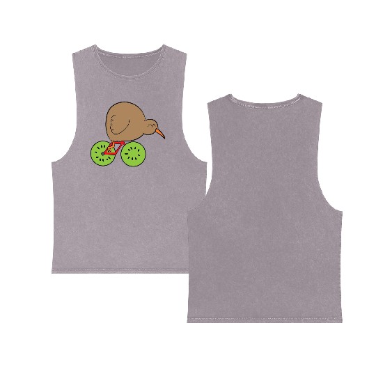 Kiwi Bird New Zealand Kiwi Bird And Kiwi Fruit Kiw Double Sided Mineral Wash Tank Tops