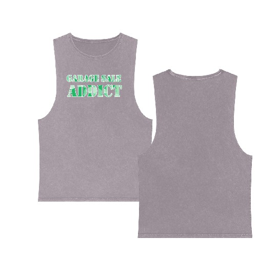 Garage Sale Addict green camo Double Sided Mineral Wash Tank Tops