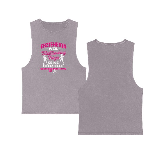 Educator As Ninja Kindergarten Teacher Double Sided Mineral Wash Tank Tops
