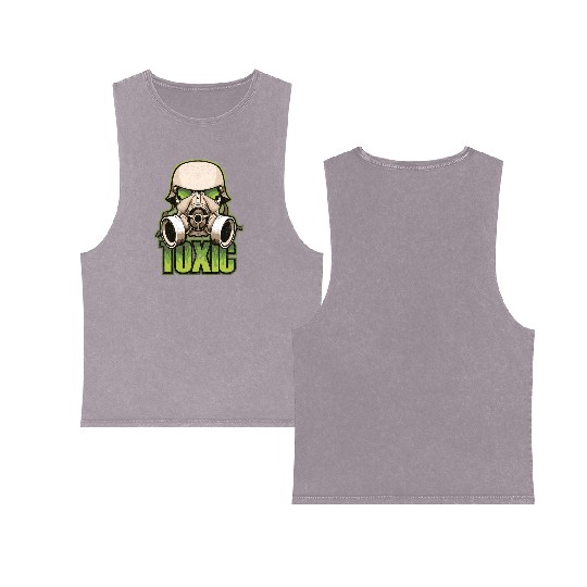 Toxic Green Military And Safety Gas Double Sided Mineral Wash Tank Tops