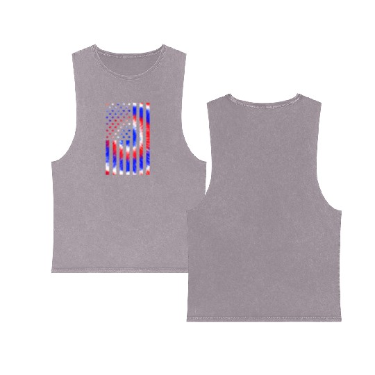 American Flag Cat Lover LGBT Pride Month Feline Double Sided Mineral Wash Tank Tops