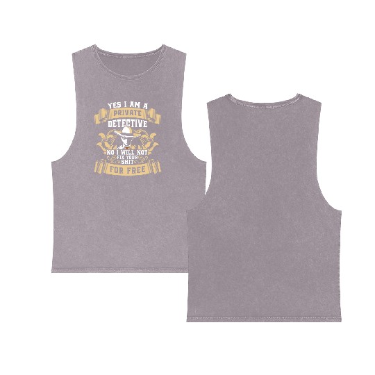 Agent Clue Private Detective Crime Double Sided Mineral Wash Tank Tops