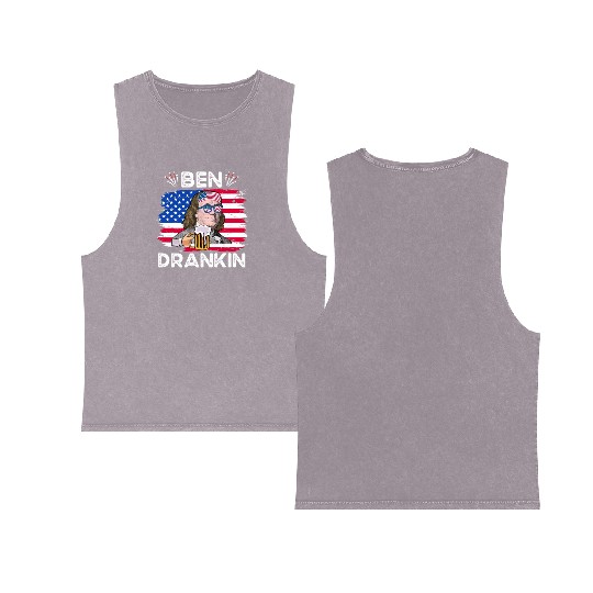 Ben Drankin US President Independence Day Double Sided Mineral Wash Tank Tops
