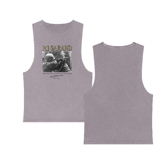 World War 2 Weapon M1 Garand Rifle Double Sided Mineral Wash Tank Tops