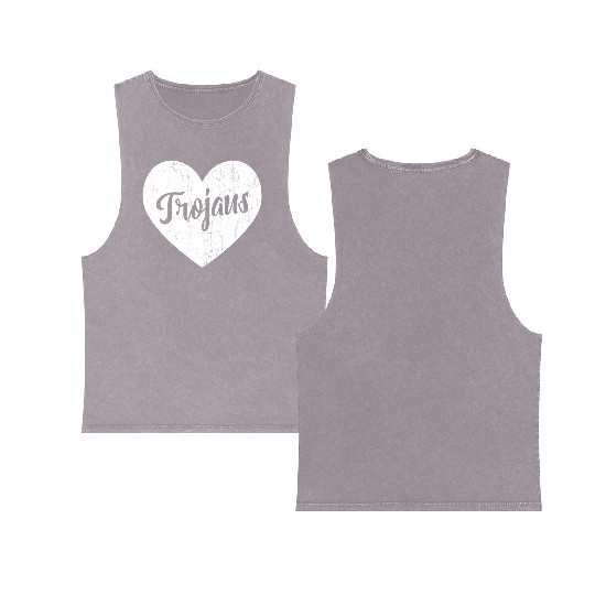 Trojans School Sports Fan Team Spirit Mascot He Double Sided Mineral Wash Tank Tops