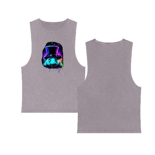 Cute Tardigrade in a Top Hat - Retro Disco Drip Ar Double Sided Mineral Wash Tank Tops