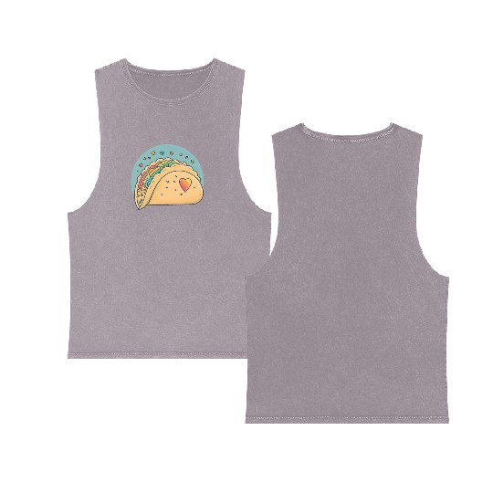Taco-Lover I Love Tacos Heart Spicy Foodie Double Sided Mineral Wash Tank Tops