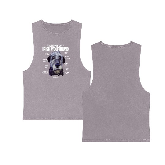Anatomy of a Irish Wolfhound Dog Funny Gift Double Sided Mineral Wash Tank Tops