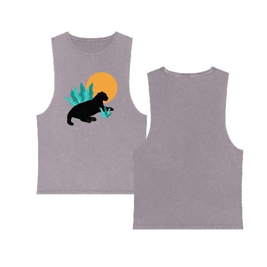 Sunday Chillout With Black Panther Double Sided Mineral Wash Tank Tops
